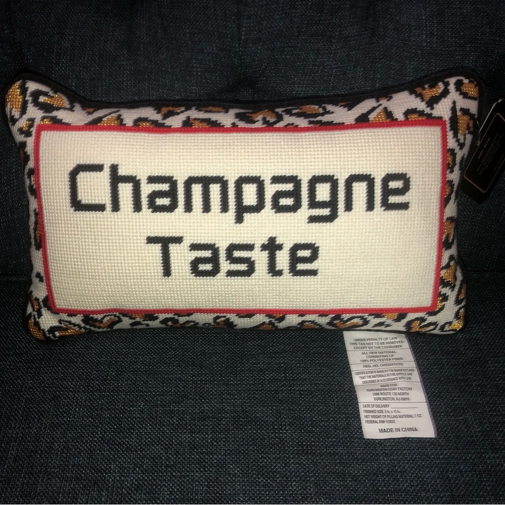 🍾 Champagne Taste Decorative Needlepoint Pillow